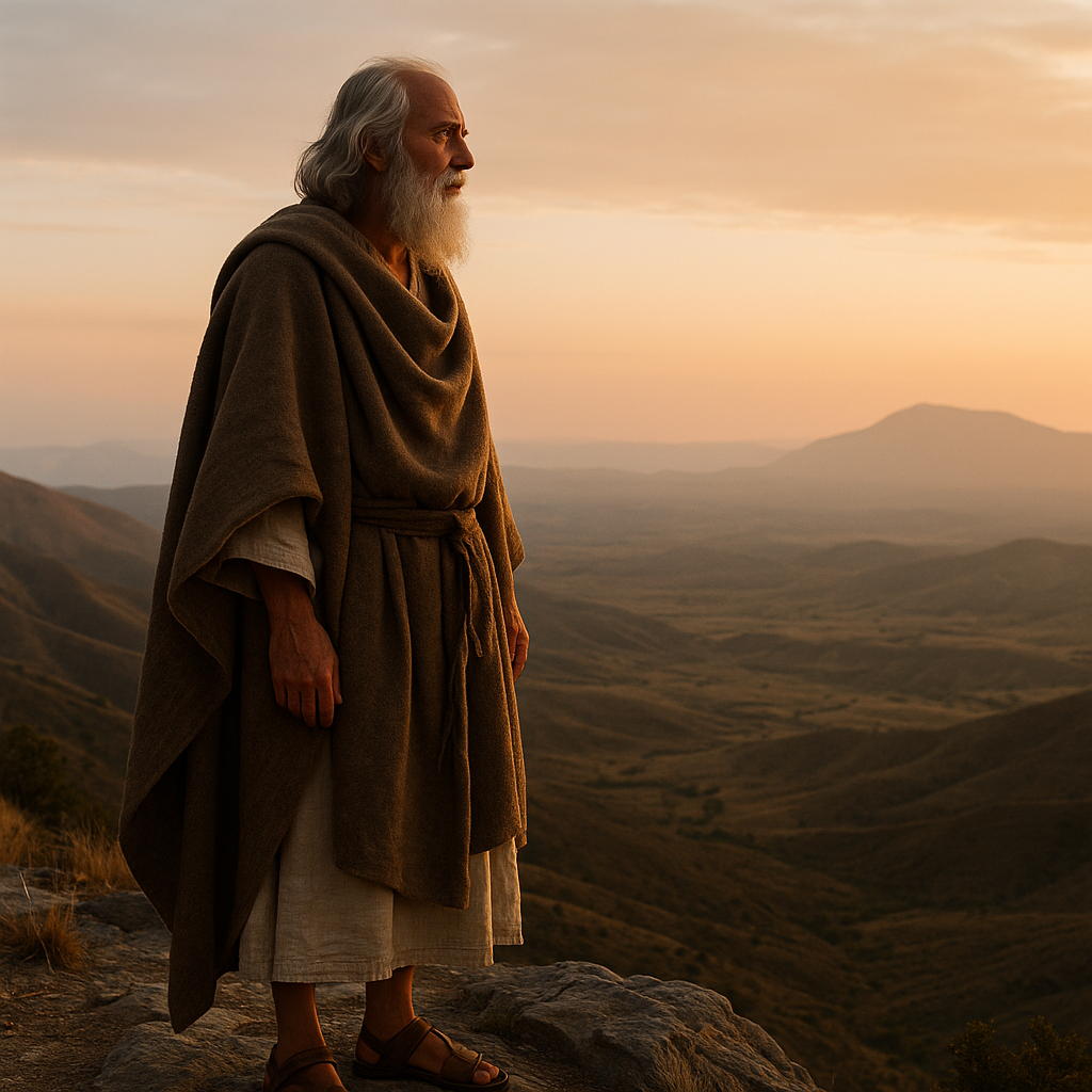 Abraham looking toward the promised land, representing faith in big financial decisions